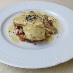 Cooking recipes : Sea bass with sauteed vegetables and cream flavored with sake