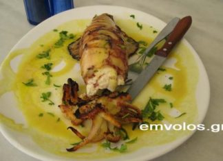 Καλαμάρι γεμιστό με τυρί φέτα