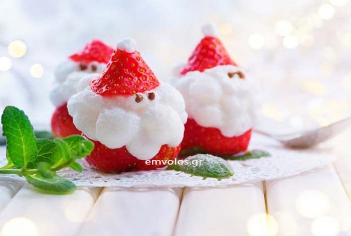 Φράουλες Άγιος Βασίλης - Απίθανα Γλυκάκια ζωγραφιές για τις γιορτές