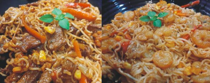 Noodles με γαρίδες ή μοσχάρι και λαχανικά
