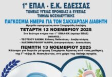 ΕΠΑΛ – ΕΚ Έδεσσας: Ομιλία για τον Διαβήτη-Δωρεάν μέτρηση σακχάρου