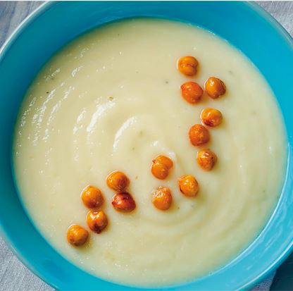 Βελουτέ σούπα κουνουπίδι με ψημένα ρεβίθια 2