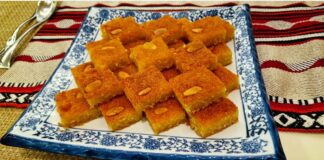 Μπασμπούσα – Το σιμιγδαλένιο κέικ της Μέσης Ανατολής